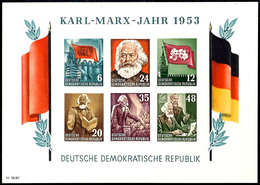 6566 Marx-Block Ungezähnt Mit Fehlerhaftem Wasserzeichen "fehlendes 2. D Von 'DDR" Rechts über Dem Druckvermerk, Tadello - Autres & Non Classés