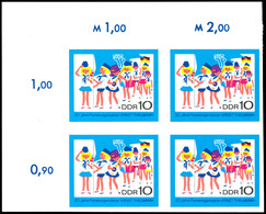 6597 1968, 10 Und 15 Pf. Pioniere, Ungezähnter Phasendruck Im 4er-Block, Tadellos Postfrisch, Fotobefund Mayer BPP, Kata - Autres & Non Classés