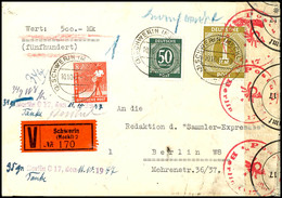 6633 Incoming Mail: 1947, Frankierter Wertbrief Aus SCHWERIN 10.10. Nach Berlin W8 Mit Wertbrief-Zensur Vom Postamt Berl - Other & Unclassified