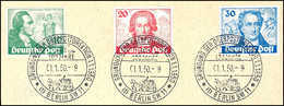 6675 10 - 30 Pfg Goethe, 3 Werte Komplett, Auf Briefstück Je Mit Sonderstempel "BERLIN SW / GRÜNDUNG DER OPERPOSTDIREKTI - Autres & Non Classés