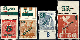 6680 5 Pfg Bis 1 Mark Grünaufdruck, 1 Mark Als Plattenoberrandstück Dgz, Tadellos Postfrischer Satz, Unsigniert, Fotobef - Autres & Non Classés