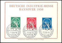 6692 10 Pfg Bis 30 Pfg Währungsgeschädigte, Kompletter Satz Zu Drei Werten Mit Sonderstempel "HANNOVER 11.5.50" Auf Mess - Autres & Non Classés