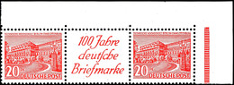 6734 20 Pf+Ra1+20 Pf., Waager. Zusammendruck, Rechte Obere Bogenecke Postfrisch, 1 Marke PF I, Mi. 600.-, Katalog: W16 * - Other & Unclassified