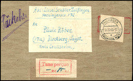 6736 1946, Komplette Päckchen-Adresse Mit Aufgeklebtem Zettel Mit Rotem Ra2 "Taxe Percue....RM..(80) Rpf." Und Poststemp - Autres & Non Classés