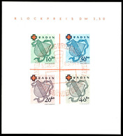 6755 Rotes Kreuz-Block, Type I Mit Rotem Sonderstempel "FREIBURG / HENRI DUNANT - GRÜNDER DES ROTEN KREUZES 21.6.49", Ta - Autres & Non Classés