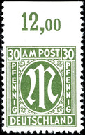 6794 30 Pf. Olivgrün Vom Oberrand, Dort Ungezähnt, Tadellos Postfrisch, Gepr. Wehner BPP, Katalog: 29cAz/Uo ** - Autres & Non Classés