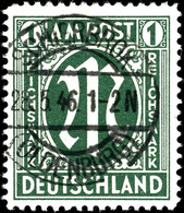 6803 1 Reichsmark AM-Post, Tadellos Zentrisch Gestempelt "SCHIERBROK 2.5.46", Aussergewöhlich Gute Zähnung Für Diese Mar - Autres & Non Classés