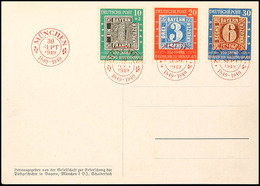 6923 10 Bis 30 Pf., 100 Jahre Briefmarken, 3 Werte Kpl. Auf Ansichtskarte Mit Rotem ESST, Mi. 200,-, Katalog: 113/15 FDC - Autres & Non Classés