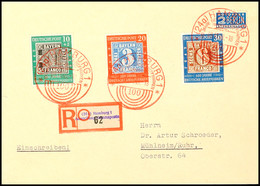 6925 10 Pfg Bis 30 Pfg Tag Der Briefmarke 1949 Als Reine Satzfrankatur Auf Portogerechtem R-Brief Von Hamburg Nach Mülhe - Autres & Non Classés