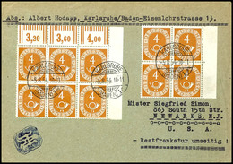 6937 4 Pfg Posthorn, Waagerechter 6er-Block Mit Oberer Rechter Bogenecke Und 4er-Block Mit Seitenrand Als Portogerechte  - Autres & Non Classés