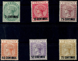 7089 5 Bis 75 Centimos, 6 Werte (ohne 25 Auf 2½ P.), Ungebraucht, Mi. 270.-, Katalog: 15/17,19/21 * - Gibraltar