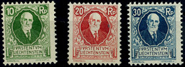 7118 1925, 10 Rp. - 30 Rp. Geburtstagsausgabe, Tadellos Postfrisch, Katalog: 72/74 ** - Liechtenstein