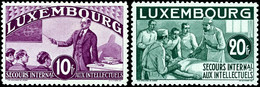 7154 1935, Intellektuelle, 10 C. Und 1,75 Fr. Mit Falzspur, übrige Werte Tadellos Postfrisch, Katalog: 266/80 */** - Luxembourg