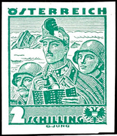 7210 1934, 2 Schilling Volkstrachten Dunkelgelbsmaragdgrün, Abart "ungezähnt", Tadellos Postfrisch, Fotobefund Soecknick - Autres & Non Classés