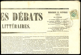 7226 2 Kr. Zeitungsstempelmarke, Type II, A. Kpl. Zeitung "Journal Des Débats" Vom 21.10.1857 Aus Paris, Zusätzliche Fra - Autres & Non Classés