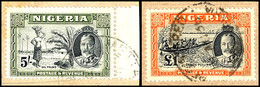 7401 5 Sh. Und 1 Pfund Landschaftsansichten, Je Tadellos A. Kleinem Briefstück, Katalog: 40,42 BS - Nigeria (1961-...)