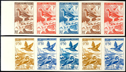 7403 1963, "Vögel" 0,50 Und 1 F. Je Als Ungezähnter Waag. 5er-Streifen Als Probedrucke In Verschiedenen Farben Zusammenh - Autres & Non Classés