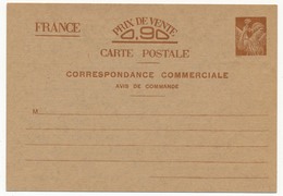 FRANCE - CP Type Iris - 0,90F - Correspondance Commerciale, Avis De Commande, Neuve Et SUP - Cartes Postales Types Et TSC (avant 1995)