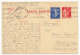 FRANCE - CP Type Paix - 90c + Affranchissement Complémentaire 10c - Carte Postale Oblitérée - Cartes Postales Types Et TSC (avant 1995)