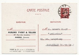 FRANCE - CP 1,20F Pétain - Repiquage Albums Yvert Et Tellier - Amiens - 1942 - Overprinter Postcards (before 1995)