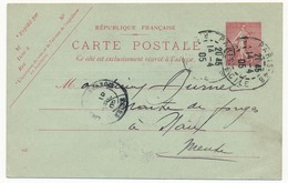 FRANCE - CP 10c Semeuse Lignée - Repiquage Etablissements Métallurgiques DURENNE - Paris 1905 - Overprinter Postcards (before 1995)