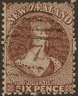 NZ 1864 6d Brown FFQ SG 122a U #AKK23 - Used Stamps