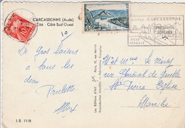 Carte 1955 Taxée à 10 Francs - Carcassonne Et Saint-Pierre Eglise - 1859-1959 Brieven & Documenten