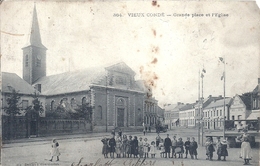 NORD - 59 -  VIEUX CONDE - Grande Place Et église - Carte Défraichie - Vieux Conde
