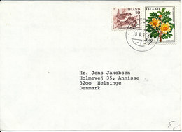 Iceland Cover Sent To Denmark Reykjavik 18-4-1984 BIRD And FLOWERS On The Stamps - Storia Postale