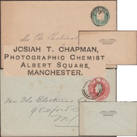 GB 1903. Deux Enveloppes, Entiers Postaux TSC. Josiah T. Chapman, Photographic Chemist, Alcool, Lumière - Fotografía