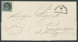 BAYERN 2Ia BRIEF, 1849, 3 Kr. Blau, Platte 1, Mit Allen Schnittlinien, Zentrischer MR-Stempel 272 (Poernbach), Kabinettb - Autres & Non Classés
