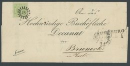 BAYERN 5a BRIEF, 1851, 9 Kr. Bläulichgrün, Alle Schnittlinien Vorhanden, Seidenfaden, MR-Stempel 18, Kabinettbrief Von A - Other & Unclassified