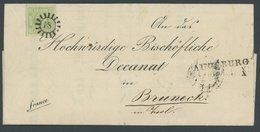 BAYERN 5a BRIEF, 1851, 9 Kr. Bläulichgrün, Alle Schnittlinien Vorhanden, Seidenfaden, MR-Stempel 18, Kabinettbrief Von A - Altri & Non Classificati