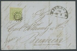 BAYERN 5c BRIEF, 1855, 9 Kr. Maigrün, Allseits Breitrandig Auf Kabinettbrief Von BAYREUTH Nach Bremen, Gepr. Brettl - Autres & Non Classés