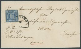 BAYERN 10 BRIEF, 1862, 6 Kr. Blau, Breitrandig Auf Brief Mit Seltenem Segmentstempel FREISING, Prachtbrief, Gepr. Schmit - Otros & Sin Clasificación