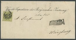 BAYERN 12 BRIEF, 1865, 12 Kr. Dunkelgelbgrün Mit Offenem MR-Stempel 325 Als Einzelfrankatur Nach Würzburg, Prachtbrief,  - Altri & Non Classificati