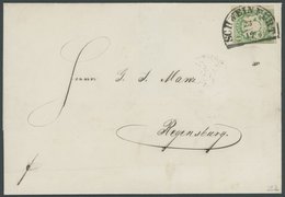 BAYERN 14b BRIEF, 1868, 1 Kr. Dunkelgrün Mit Segmentstempel SCHWEINFURT Auf Brief Nach Regensburg, Kabinett, Gepr. Pfenn - Andere & Zonder Classificatie