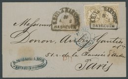 BAYERN 24X BRIEF, 1872, 6 Kr. Lebhaftockerbraun, Wz. Enge Rauten, 2x Mit Seltenen Bahnpoststempeln Von BAYREUTH Nach Par - Otros & Sin Clasificación