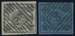 BRAUNSCHWEIG 7a,8a O, 1853, 2 Sgr. Schwarz Auf Blau Und 3 Sgr. Schwarz Auf Mattrosa, 2 Prachtwerte, Mi. 190.- - Brunswick