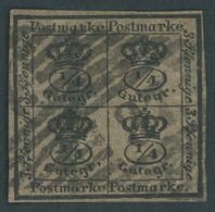 BRAUNSCHWEIG 9a O, 1857, 4/4 Ggr. Schwarz Auf Graubraun, Nummernstempel 37 (SCHOENINGEN), Pracht, Mi. 120.- - Braunschweig