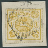 BRAUNSCHWEIG 14A BrfStk, 1864, 1 Sgr. Mittelgelbocker, Durchstochen 16, Prachtbriefstück, Mi. 180.- - Braunschweig