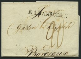 HAMBURG VORPHILA 1809, R.4. HAMBOURG, L1 Auf Brief Nach Bordeaux, Pracht - Prephilately