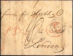 HAMBURG - GRENZÜBERGANGSSTEMPEL 1841, T 22 OCT, In Rot Auf Brief Von Magdeburg (K2) Nach London, Rückseitig Sonderform H - Préphilatélie