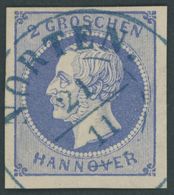 HANNOVER 15a O, 1859, 2 Gr. Blau, Idealer Blauer Stempel NORTEN, Kabinett - Hanovre