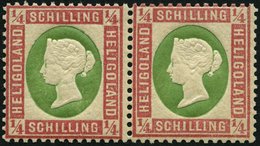 HELGOLAND 8b Paar **, 1873, 1/4 S. Lilarosa/graugrün Im Waagerechten Postfrischen Paar, Pracht, Kurzbefund Schulz, Mi. 2 - Helgoland
