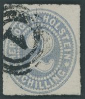 SCHLESWIG-HOLSTEIN 21 O, 1865, 2 S. Mittelgrauultramarin Mit Dänischem Nummernstempel 1, Pracht - Schleswig-Holstein