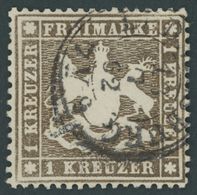 WÜRTTEMBERG 16ya O, 1861, 1 Kr. Braun, Dünnes Papier (0,07 Mm), Pracht, Mi. 350.- - Sonstige & Ohne Zuordnung