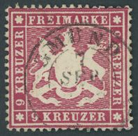 WÜRTTEMBERG 19xa O, 1860, 9 Kr. Karmin, Dickes Papier, K2 GMÜND, Pracht, Mi. 150.- - Andere & Zonder Classificatie