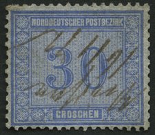 NDP 26 ~ , 1869, 30 Gr. Graublau, Handschriftlich Entwertet, Normale Zähnung, Pracht, Mi. 170.- - Autres & Non Classés