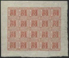 DRESDEN C 114b KB (*), HANSA: 1900, 3 Pf. Mattrot 50 Jahre Sächsische Briefmarke Im Bogen (20), Feld 3 Mit Abart Punkt N - Private & Lokale Post